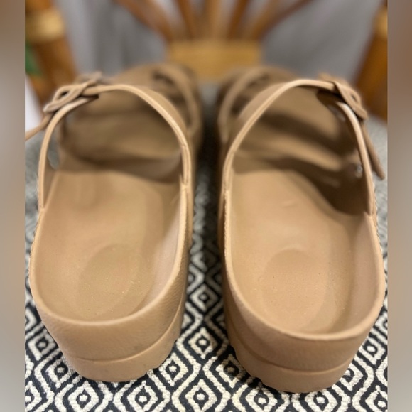 Slide Sandal Platform Birkenstock Style Strappy Buckled Straps Rubber Water SZ 7 - Picture 6 of 8